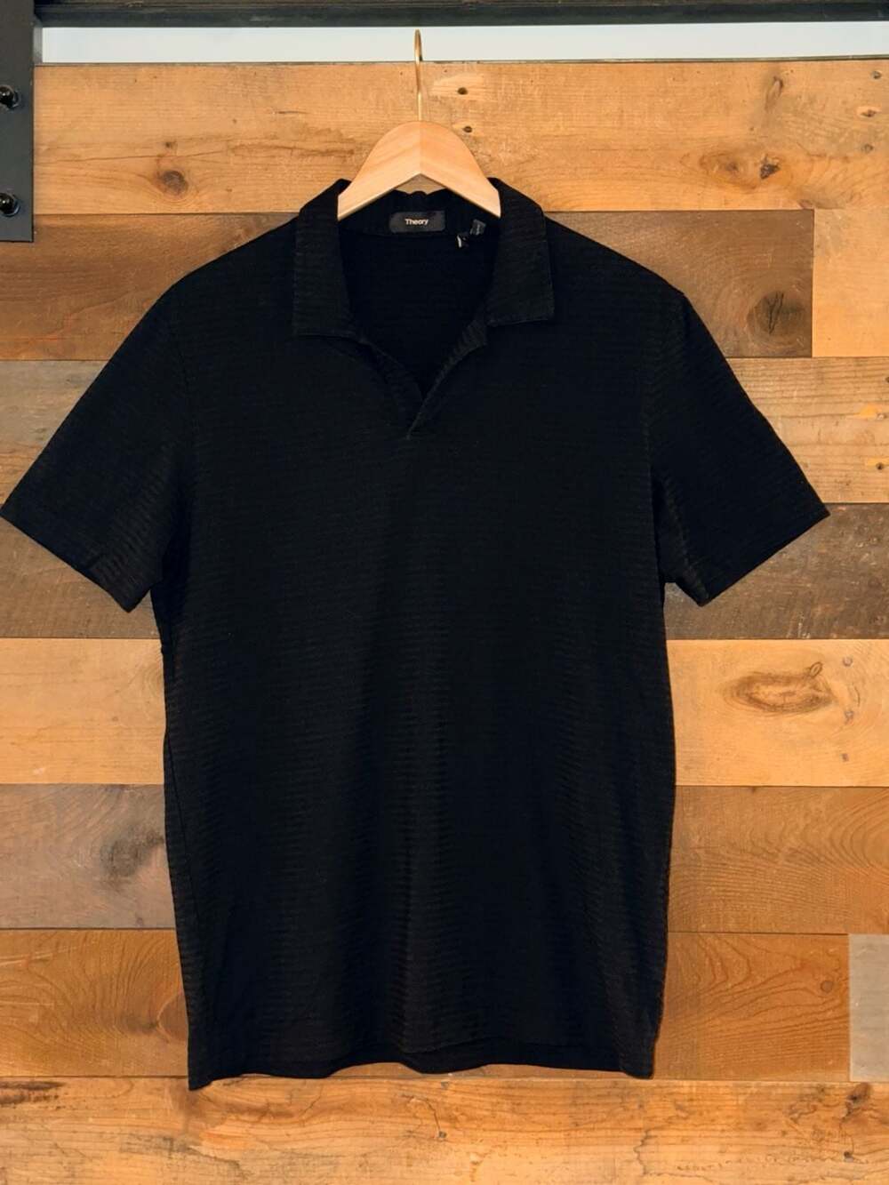 Theory Men's  JERSEY Textured Johnny Collar Polo Large
